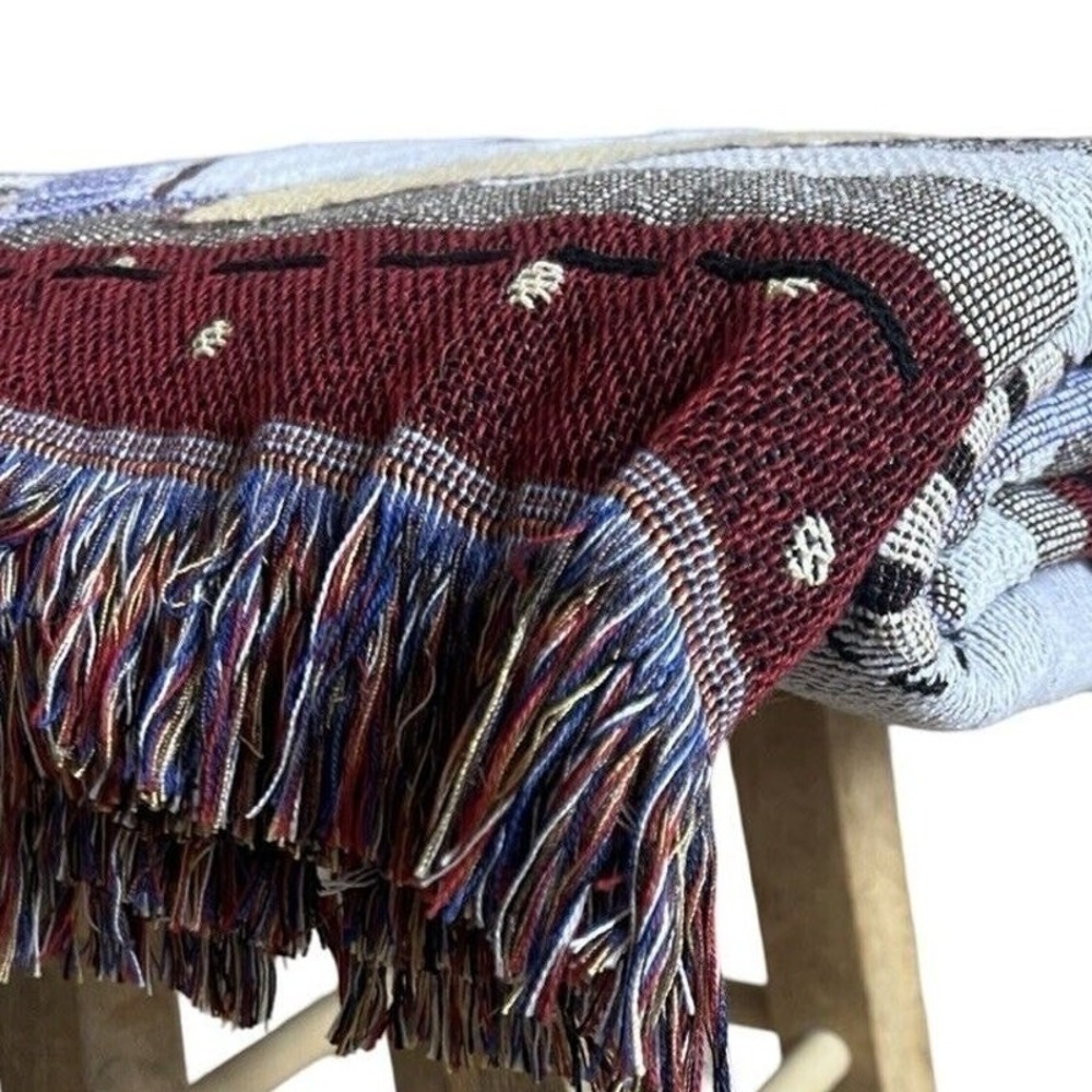 Vintage Tapestry Throw Blanket Good Friends Angels Fringe 49x56 Collections